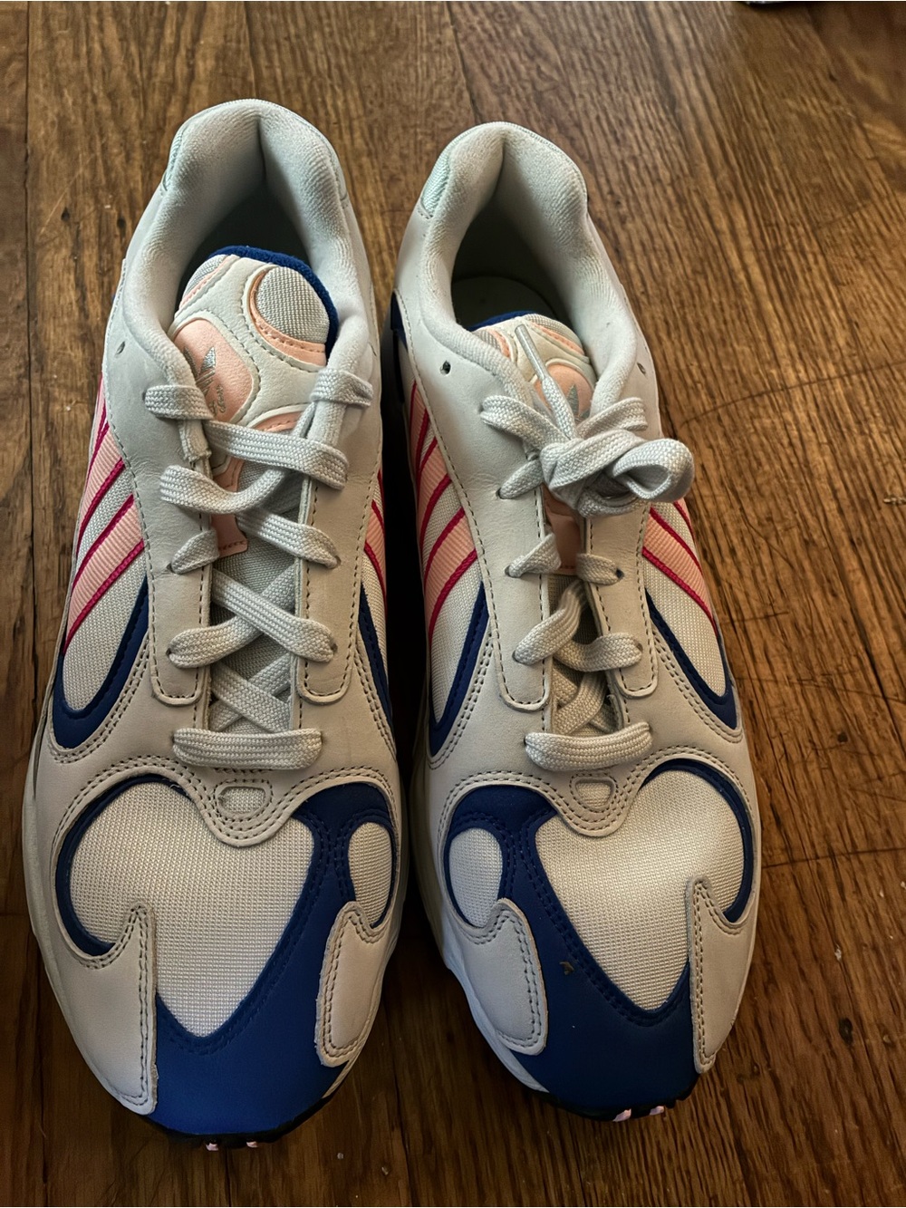 Men’s Athletic Sneakers in White, Blue & Pink